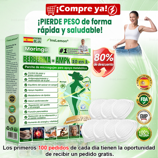 𝐈𝐧𝐬𝐋𝐞𝐦𝐨𝐧® 𝗠𝗼𝗿𝗶𝗻𝗴𝗮 × 𝗕𝗲𝗿𝗯𝗲𝗿𝗶𝗻𝗮 × 𝗔𝗠𝗣𝗞 𝟭𝟬-𝗶𝗻-𝟭 𝗣𝗮𝗿𝗰𝗵𝗲 𝗠𝗲𝘁𝗮𝗯𝗼𝗹𝗶𝗰𝗼 𝗱𝗲 𝗡𝗮𝗻𝗼 𝗠𝗶𝗰𝗿𝗼𝗮𝗴𝗵𝗮 (🇪🇸 Solo una vez al día, cambios visibles en 7 días) ✅ Para sobrepeso, diabetes, apnea del sueño, problemas articulares y más.
